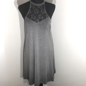 Mudd Gray Lace Yoke Mini Dress
